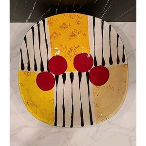 Jack Charney Studio Art Pottery Bowl Ceramic 12½" x 11.75" Hand Painted Signed